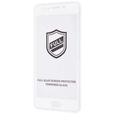 Захисне скло Full glue для MEIZU M6 Note з білою рамкою-0